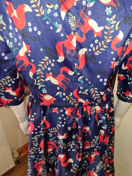 Lindy Bop Bletchley Indigo Foxprint Swing Dress - HerSecretCloset.co.uk