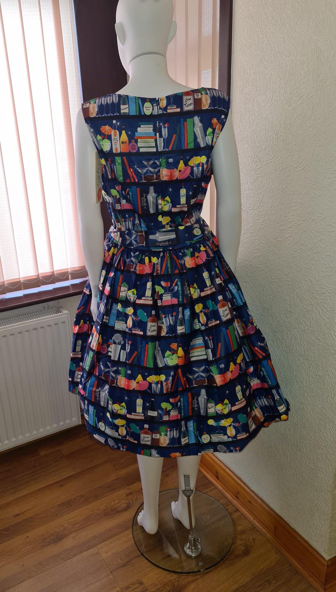 Lindy Bop Audrey Mixologist Bookcase Print Swing Dress - HerSecretCloset.co.uk