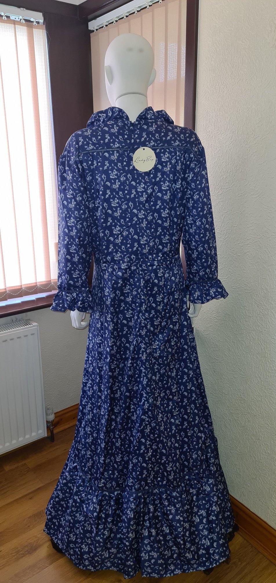 Lindy Bop Deep Blue Paisley Maxi Vintage Dress - HerSecretCloset.co.uk