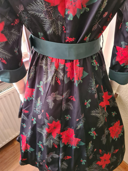 Lindy Bop Vivi Poinsettia Floral Swing Dress - HerSecretCloset.co.uk