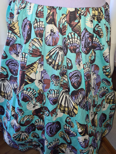 Lindy Bop Anayah Blue Shell Print Halterneck Dress - HerSecretCloset.co.uk