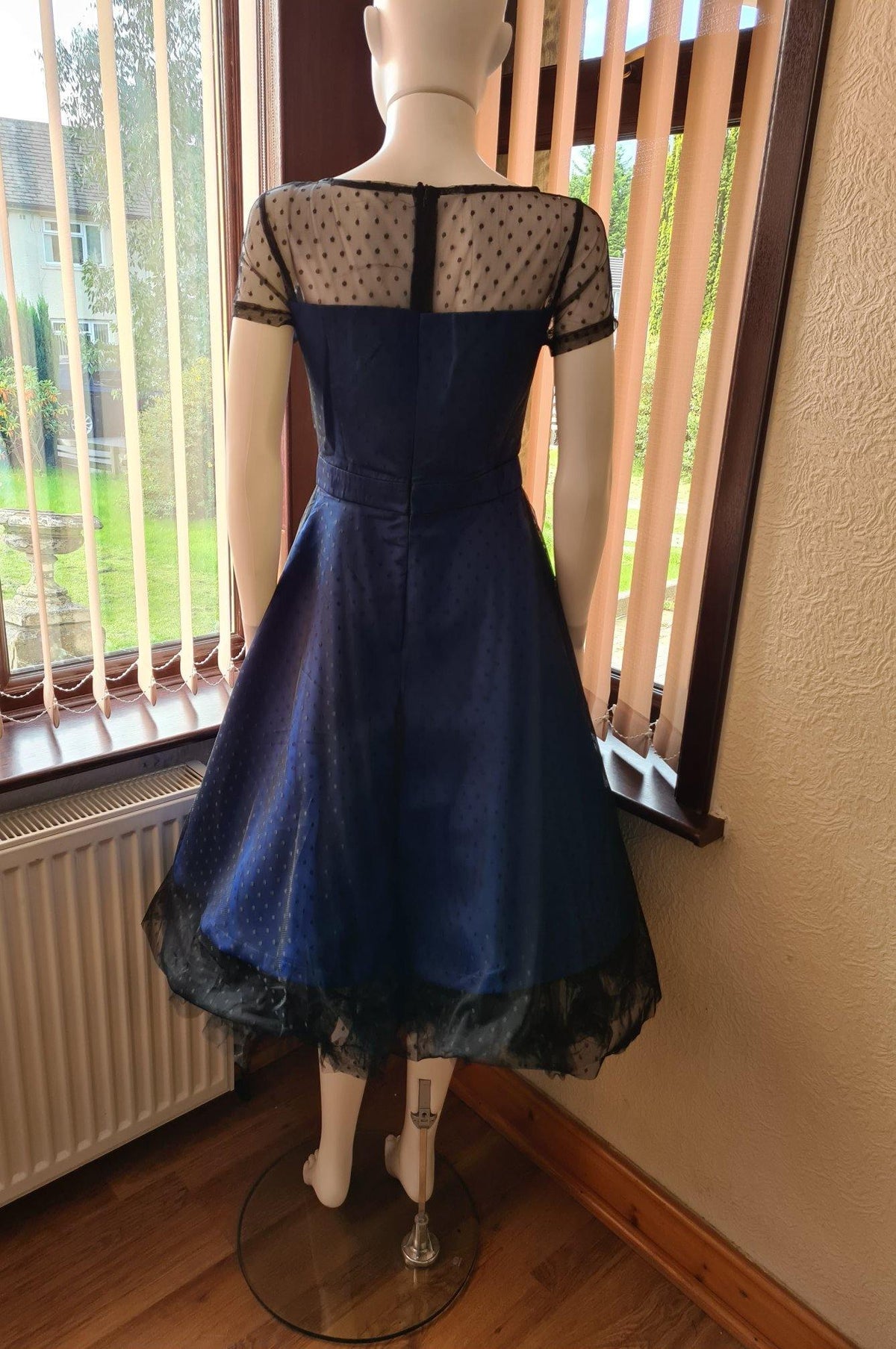 Lindy Bop 'Leona' Royal Blue Polka Dot Mesh Prom Dress - HerSecretCloset.co.uk