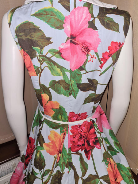 Lindy Bop Molly Sue Blue Floral Dress - HerSecretCloset.co.uk