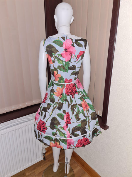 Lindy Bop Molly Sue Blue Floral Dress - HerSecretCloset.co.uk