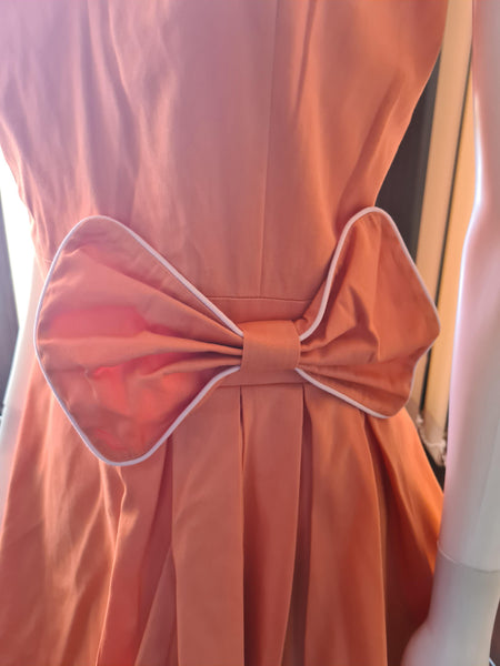 Lindy Bop Grace Tangerine Orange Holiday Classic 1950's Style Swing Dress - HerSecretCloset.co.uk