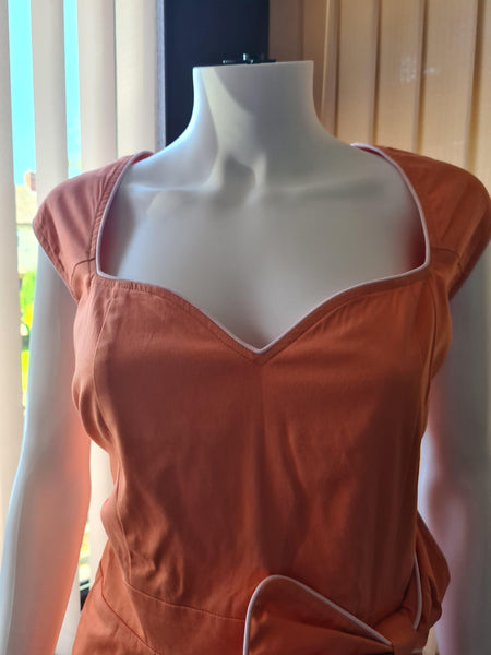 Lindy Bop Grace Tangerine Orange Holiday Classic 1950's Style Swing Dress - HerSecretCloset.co.uk