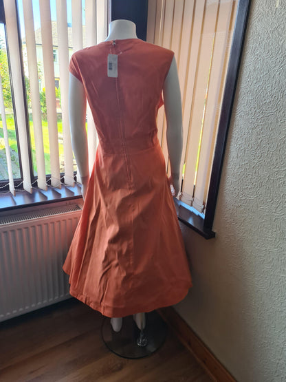 Lindy Bop Grace Tangerine Orange Holiday Classic 1950's Style Swing Dress - HerSecretCloset.co.uk