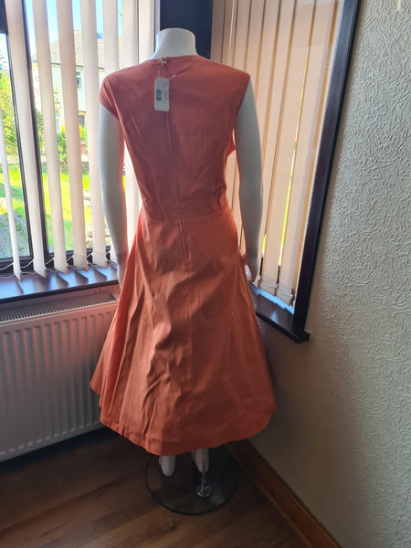Lindy Bop Grace Tangerine Orange Holiday Classic 1950's Style Swing Dress - HerSecretCloset.co.uk