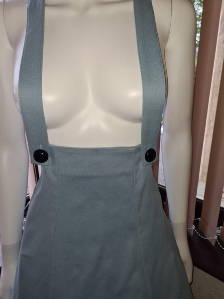 Lindy Bop Pixie Sage Pinafore Dungaree Swing Skirt Dress - HerSecretCloset.co.uk
