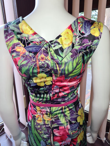 Lindy Bop Vanessa Pink Rainforest Wiggle Dress - HerSecretCloset.co.uk