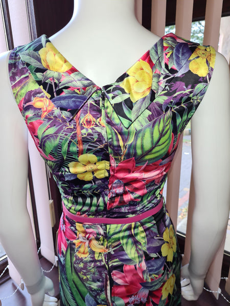 Lindy Bop Vanessa Pink Rainforest Wiggle Dress - HerSecretCloset.co.uk