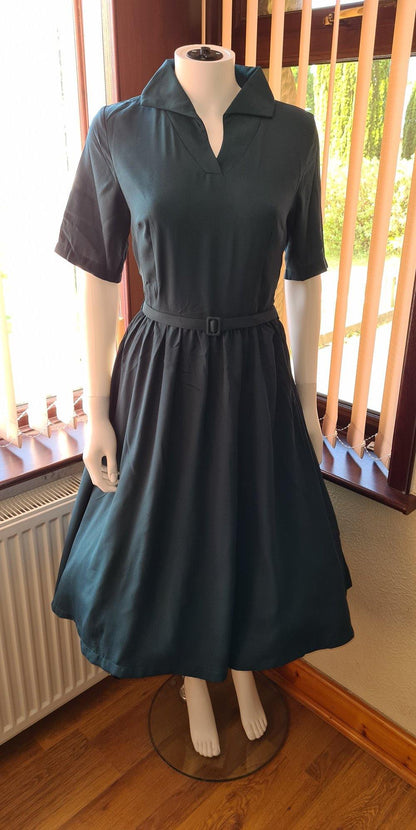 Lindy Bop Autumn Shirley Forest Green Tea Dress - HerSecretCloset.co.uk