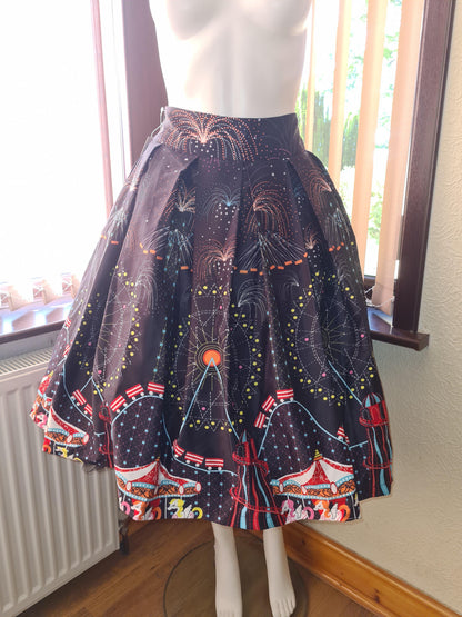 Lindy Bop Tipping Fireworks Carousel Black Multi Skirt - HerSecretCloset.co.uk