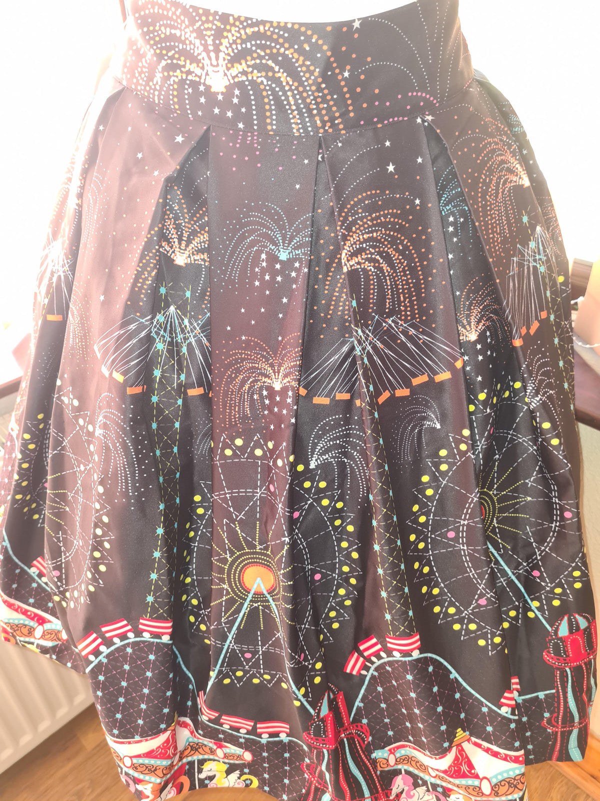 Lindy Bop Tipping Fireworks Carousel Black Multi Skirt - HerSecretCloset.co.uk