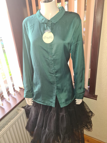 Lindy Bop Classic Vintage Inspired Emerald Blouse - HerSecretCloset.co.uk