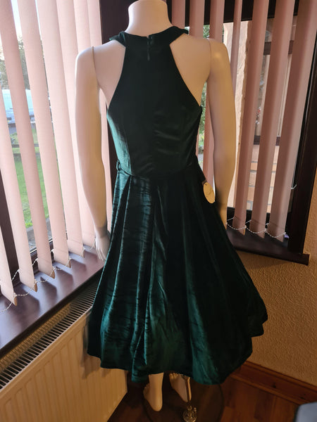 Lindy Bop Cheronda Emerald Velvet Swing Dress - HerSecretCloset.co.uk