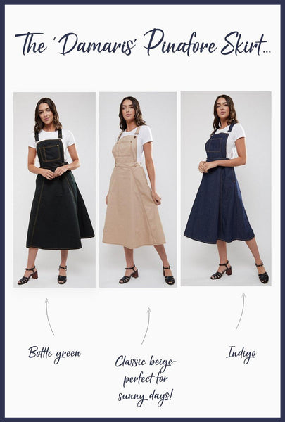 Lindy Bop Damaris Indigo Denim Pinafore Dungaree Dress Skirt - HerSecretCloset.co.uk