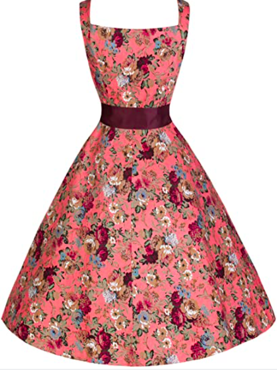 Lindy Bop Ellen Floral Print 50's Fit n Flare Rockabilly Swing Dress