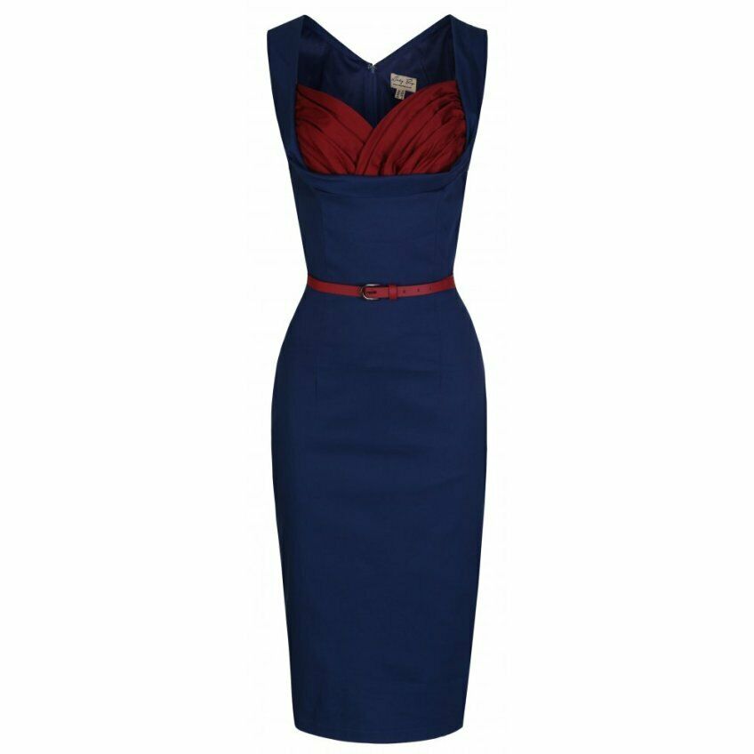 Lindy Bop Vanessa Pencil Dress in Midnight Blue
