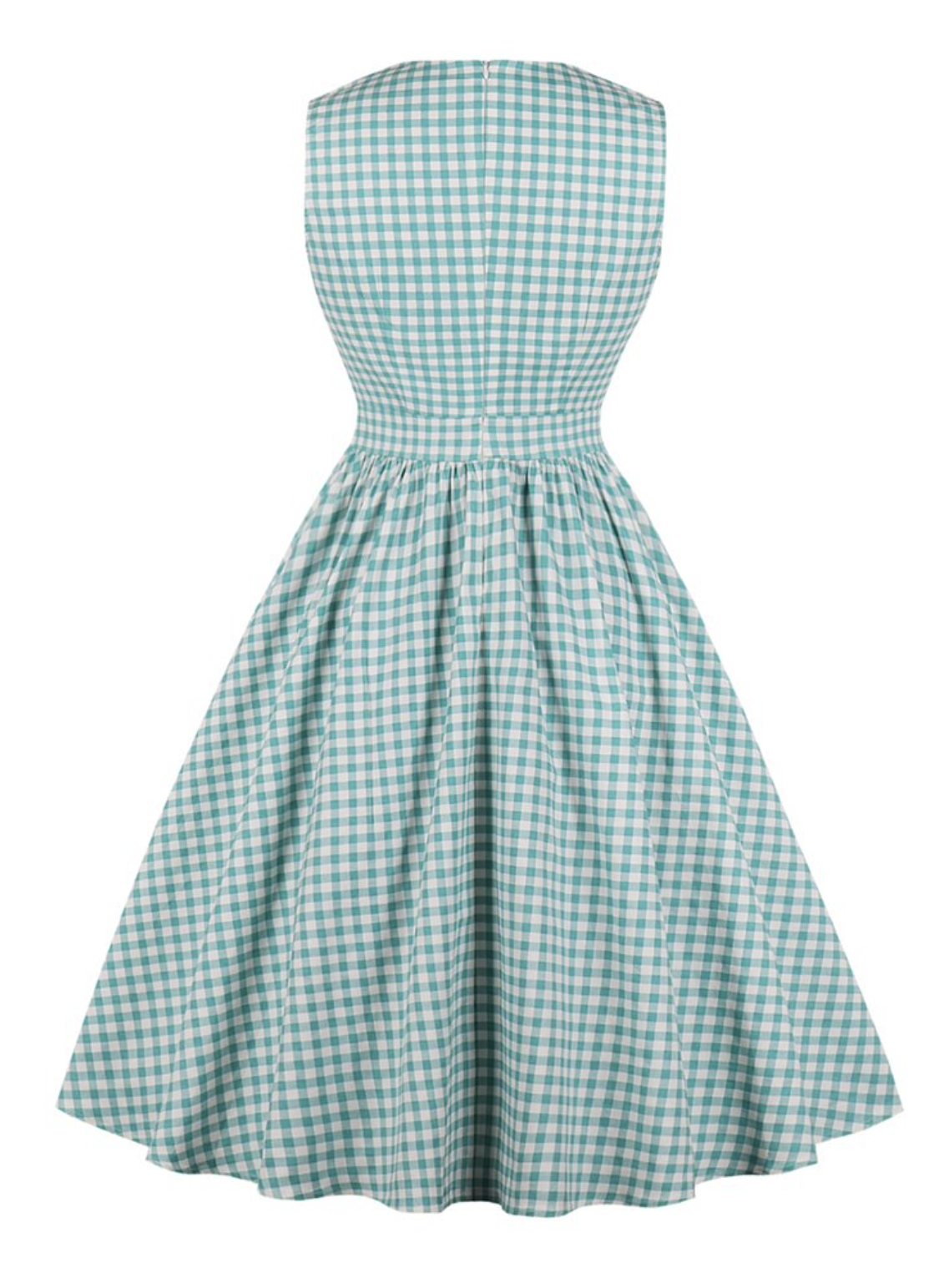 Lindy Bop Joanne Sage Gingham Check Vintage Retro Summer Pleat 1940s Dress