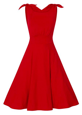 Lindy Bop Ethel Scarlett Textured Jersey Day Dress Christmas Party