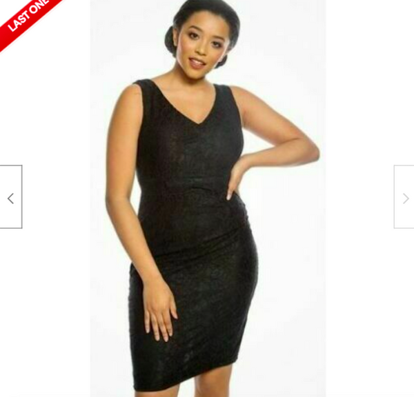 New Lindy Bop Anne Black Lace Vintage Wiggle Secretary Pencil Dress Plus size 8