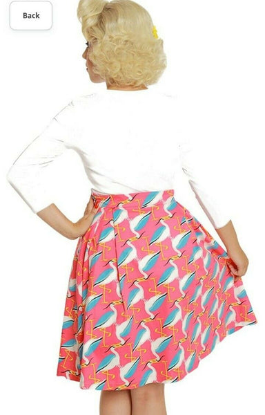 Skirt 50's style Lindy Bop Marie Skirt - Pink with Herons