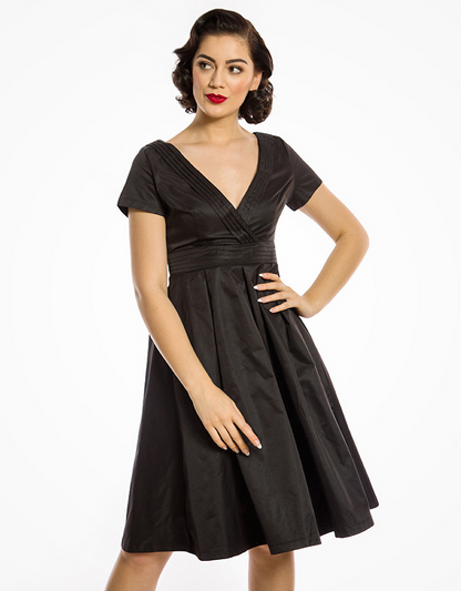 Lindy Bop Darcy Black Box Pleated & Darted Formal Swing Dress