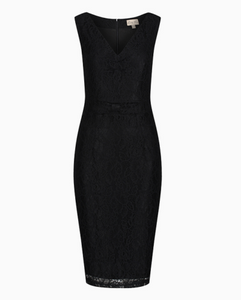 New Lindy Bop Anne Black Lace Vintage Wiggle Secretary Pencil Dress Plus size 8