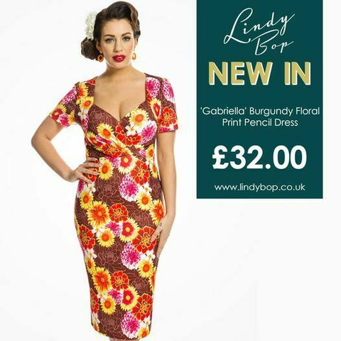 Lindy Bop 'Gabriella' Vintage Floral Print Wiggle Pencil Dress