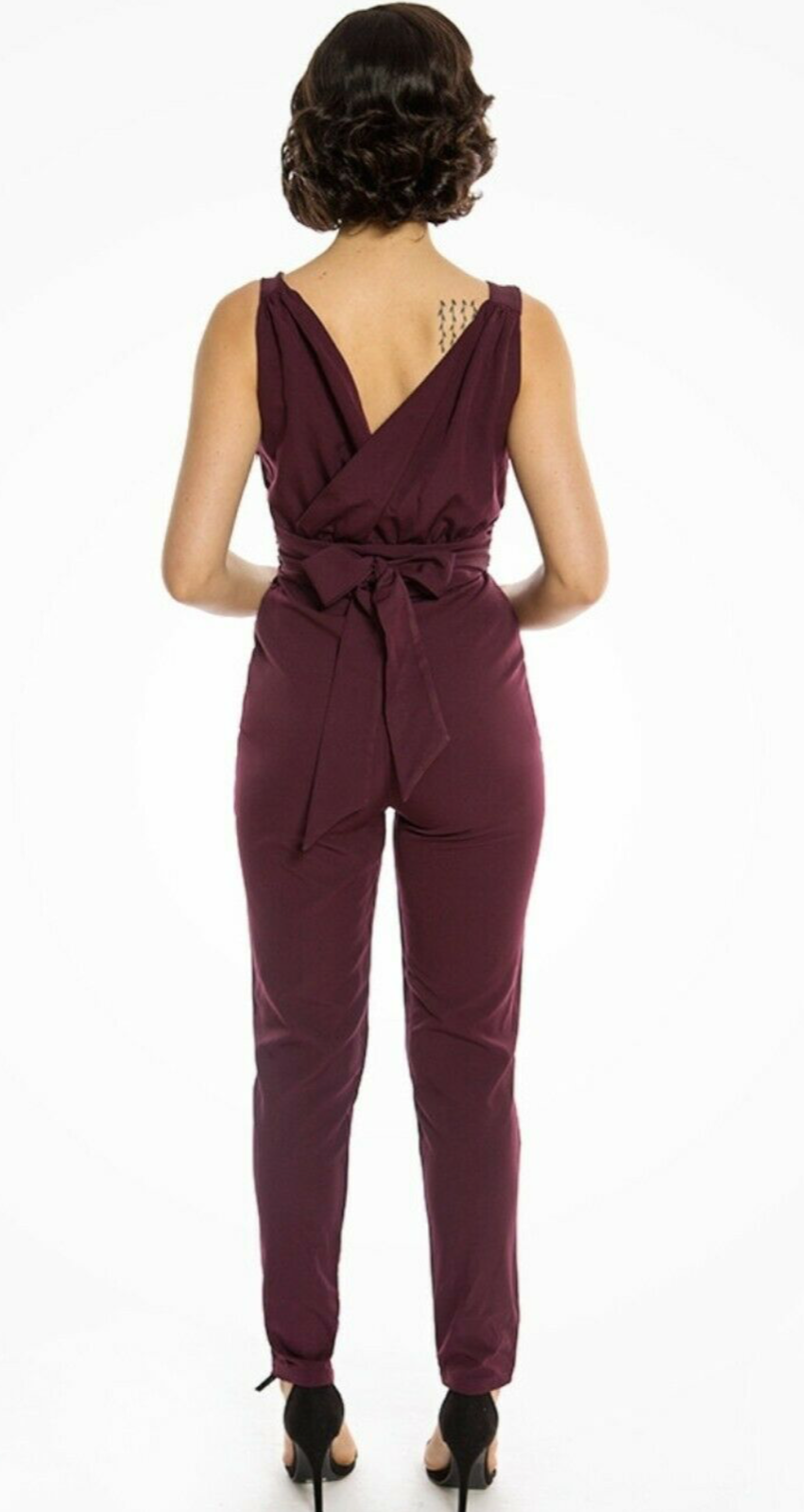 Lindy Bop Johanna Wine Plus Size Vintage Jumpsuit