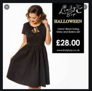 Lindy Bop Liana Black Dress Size 8 Perfect for Halloween Evening PARTY