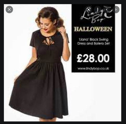 Lindy Bop Liana Black Dress Size 8 Perfect for Halloween Evening PARTY