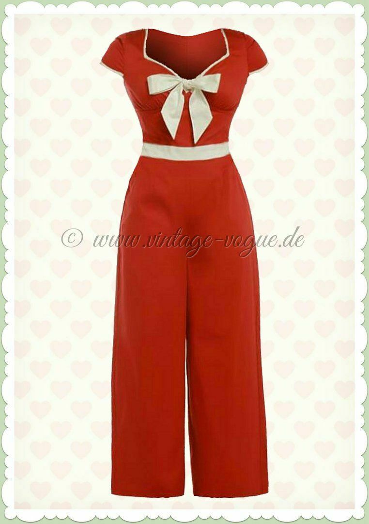 Lindy Bop Pin up Frieda Hot Red Rockabilly Retro Sailor Marine Jumpsuit