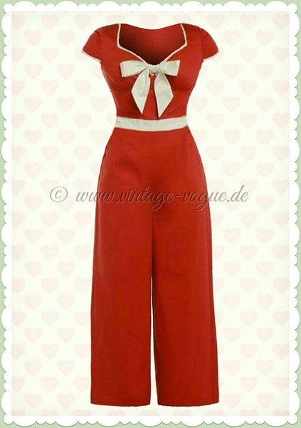 Lindy Bop Pin up Frieda Hot Red Rockabilly Retro Sailor Marine Jumpsuit