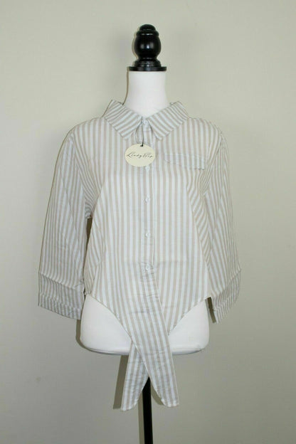 Lindy Bop Remi Striped 100% Cotton Tie Front Top Blouse