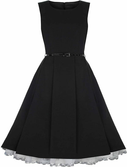 Lindy Bop Talia Sleeveless Dress - Black - Sequin Hem