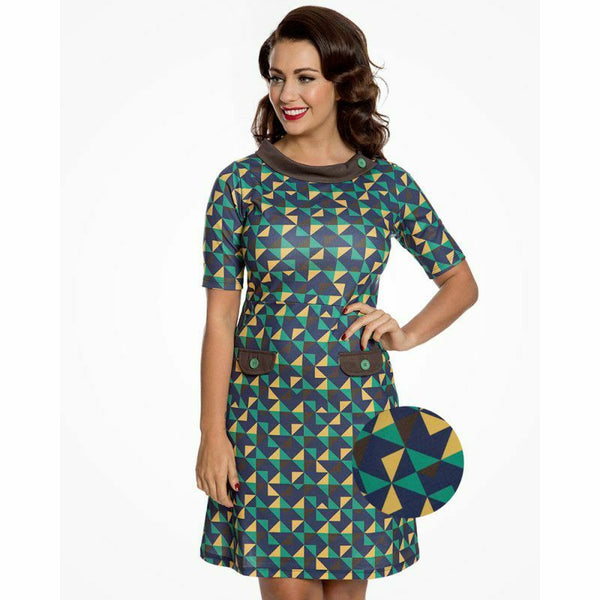 Lindy Bop Ladies Dress Style Monica 60's multicolored Triangles