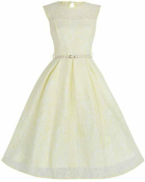 Lindy Bop 'Aleena' Pale Yellow Lace Prom / Bridesmaid Dress