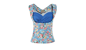 Lindy Bop Dorelia Sky Blue Floral Flattering Rockabilly Top