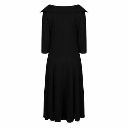 Lindy Bop 'Marla Jackie O Inspired Black Jersey 1950s 1960s Swing Dress