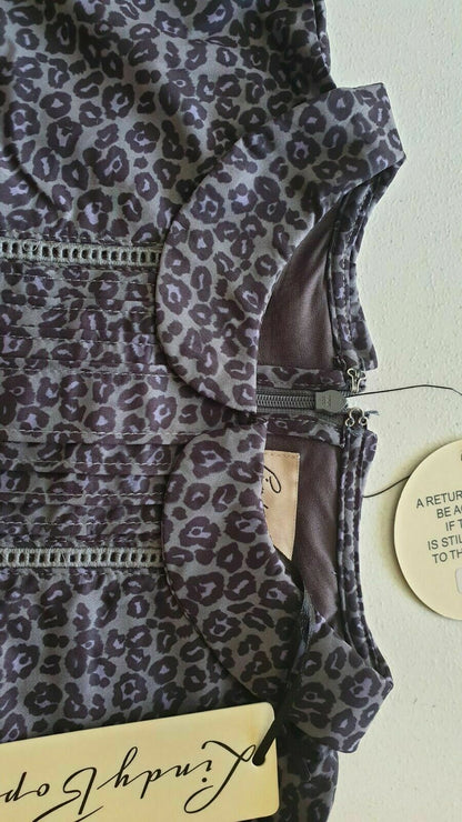 Lindy Bop Lydia Blue Leopard Print Vintage 1970s Boho Maxi Dress Plus Size