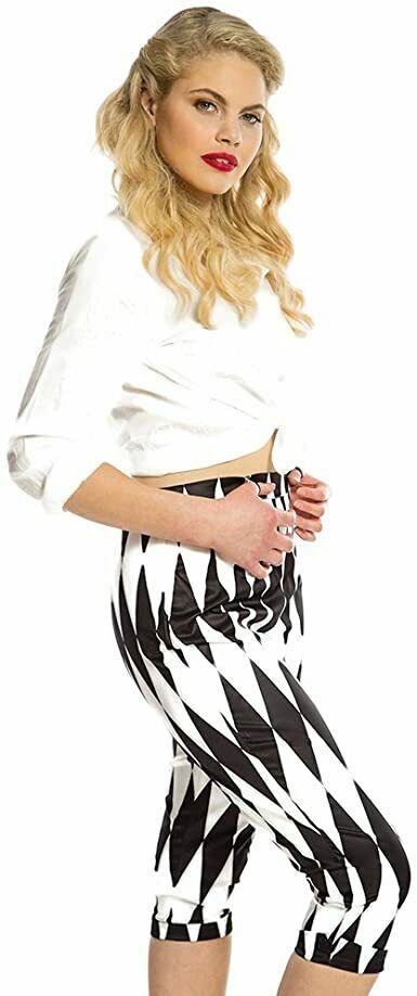 Lindy Bop Black White Cropped Trousers 50s Black Harlequin Rockabilly