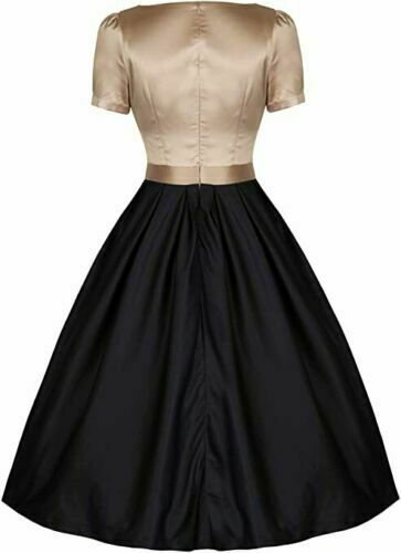 Lindy Bop Black Gold Gina Christmas Party Dress Black Gold