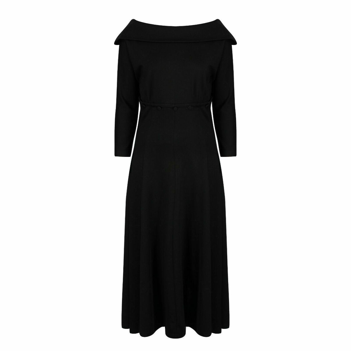 Lindy Bop 'Marla Jackie O Inspired Black Jersey 1950s 1960s Swing Dress