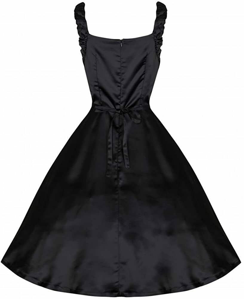 Lindy Bop Classy Theresa Black Satin 50's Style Evening Dress