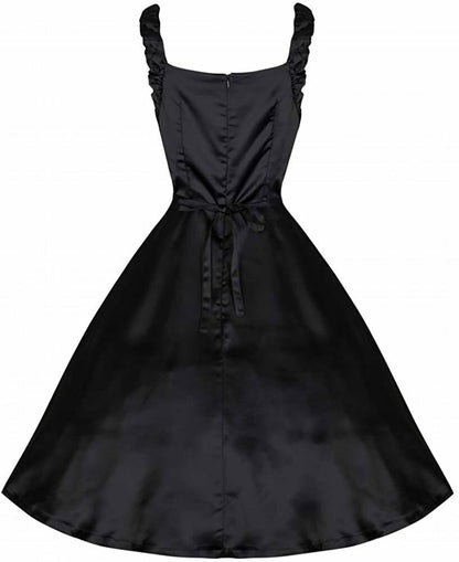 Lindy Bop Classy Theresa Black Satin 50's Style Evening Dress