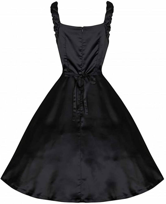 Lindy Bop Classy Theresa Black Satin 50's Style Evening Dress