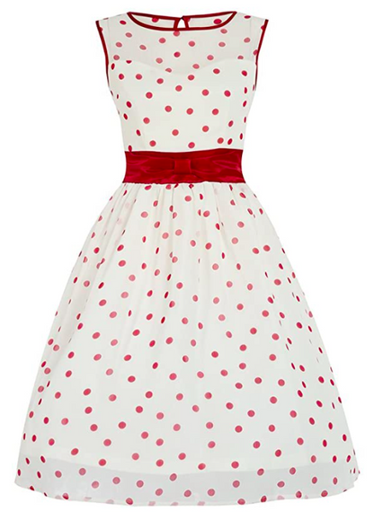 Lindy Bop Candy White Red Christmas Party Polka Dot Tea Swing Dress