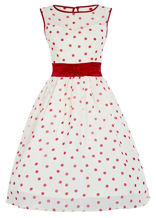 Lindy Bop Candy White Red Christmas Party Polka Dot Tea Swing Dress